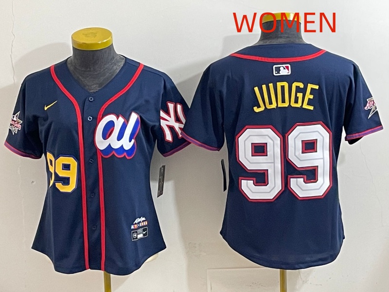 Women 2025 New York Yankees #99 Judge dark Blue All star Nike MLB Jersey style 005->women mlb jersey->Women Jersey